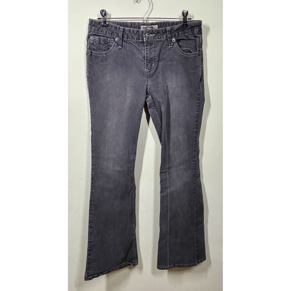 YMI Juniors Jeans Size 13/30 Black Mid-Rise Flared Denim Vintage Look Hippie Y2K